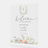Elegant Wildflower Wedding Welcome Sign Acrylschild (Winkel)