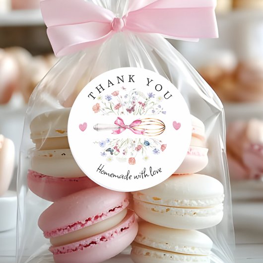 Elegant Wildflower Whisk Bakery Runder Aufkleber