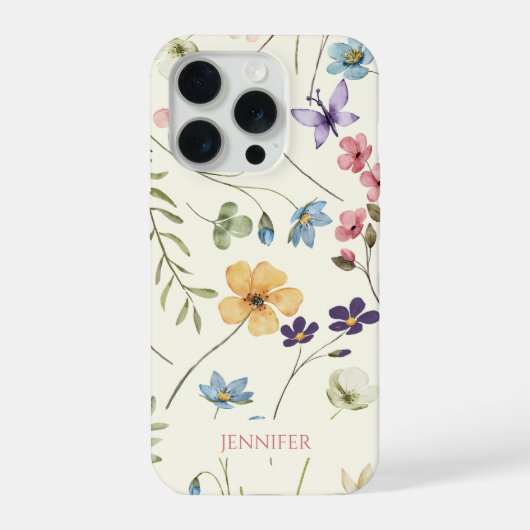 Elegant Wildflower Wild Flower Floral Custom iPhone Hülle (Rückseite)
