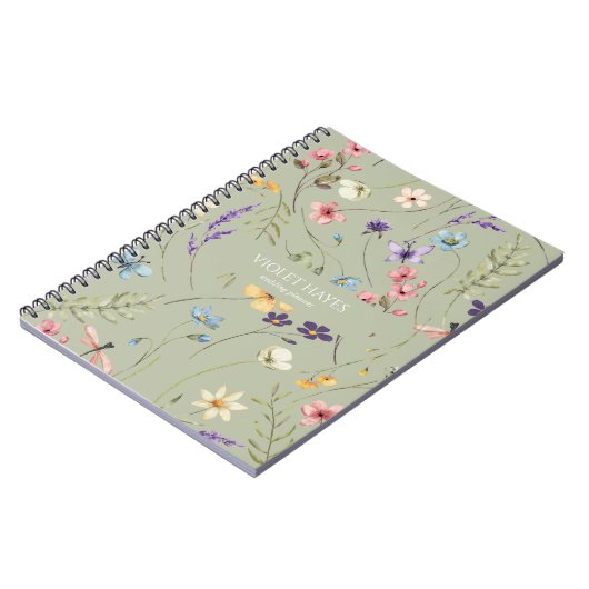 Elegant Wildflower Wild Flower Floral Custom Notizblock (Linke Seite)