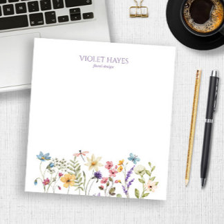 Elegant Wildflower Wild Flower Floral Custom Notizblock