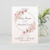 Elegant Wildflower Wreath Baby Shower Invitation Einladung (Stehend Vorderseite)