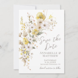 Elegant Wildflower Yellow Floral Wedding Save The Date