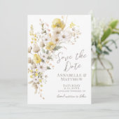 Elegant Wildflower Yellow Floral Wedding Save The Date (Stehend Vorderseite)