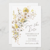Elegant Wildflower Yellow Floral Wedding Save The Date (Vorne/Hinten)