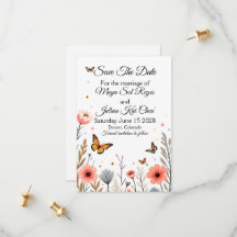 Elegant Wildflowers And Butterflies Save The Date