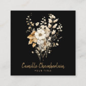 Elegant Wildflowers Black Quadratische Visitenkarte (Vorderseite)