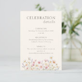 Elegant Wildflowers Wedding Ceremony Reception Begleitkarte (Stehend Vorderseite)