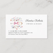 Elegant Wildflowers Whisk Bakery Visitenkarte (Rückseite)