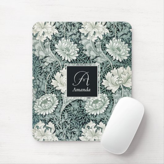 Elegant William Morris Anemone mit Monogram Mousepad (Mit Mouse)