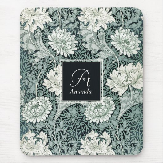 Elegant William Morris Anemone mit Monogram Mousepad (Vorne)