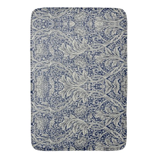 Elegant William Morris Floral Blue White Pattern Badematte (Vorderseite Vertikal)