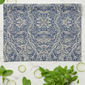 Elegant William Morris Floral Blue White Pattern Geschirrtuch (Gefaltet)