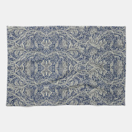 Elegant William Morris Floral Blue White Pattern Geschirrtuch