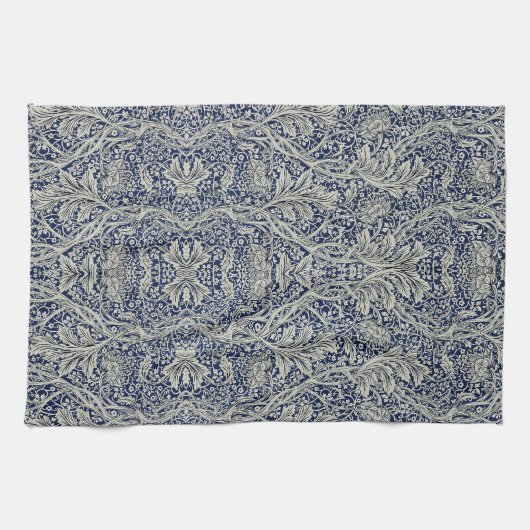 Elegant William Morris Floral Blue White Pattern Geschirrtuch (Horizontal)