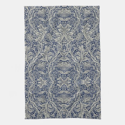 Elegant William Morris Floral Blue White Pattern Geschirrtuch (Vertikal)
