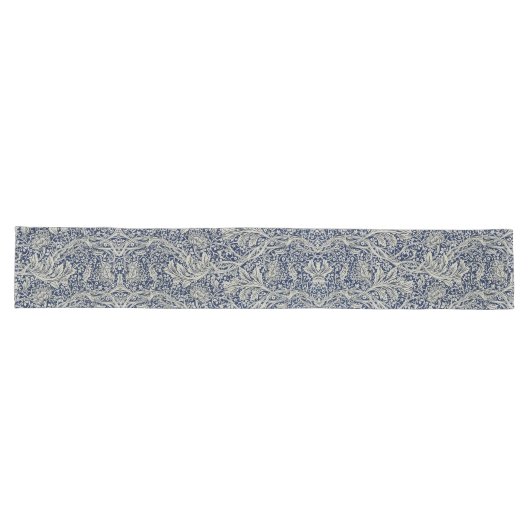 Elegant William Morris Floral Blue White Pattern Großer Tischläufer (Horizontal)