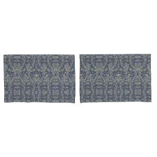 Elegant William Morris Floral Blue White Pattern Kissenbezug