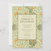 Elegant William Morris Grafton Pattern Wedding Einladung (Vorderseite)