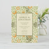 Elegant William Morris Grafton Pattern Wedding Einladung (Stehend Vorderseite)