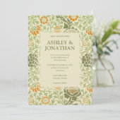 Elegant William Morris Grafton Pattern Wedding Einladung (Stehend Vorderseite)