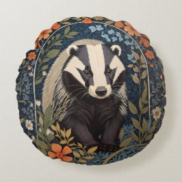 Elegant William Morris Inspiriert Badger Rundes Kissen