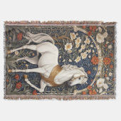 Elegant William Morris Inspiriert Weißes Pferd Decke (Vorderseite)