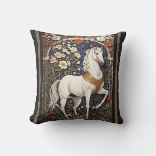 Elegant William Morris Inspiriert Weißes Pferd Kissen