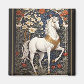 Elegant William Morris Inspiriert Weißes Pferd Magnet (Vorne)