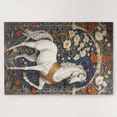 Elegant William Morris Inspiriert Weißes Pferd Puzzle (Horizontal)