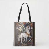 Elegant William Morris Inspiriert Weißes Pferd Tasche (Vorderseite)