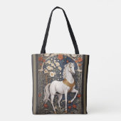 Elegant William Morris Inspiriert Weißes Pferd Tasche (Rückseite)