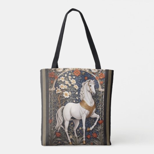 Elegant William Morris Inspiriert Weißes Pferd Tasche (Rückseite)