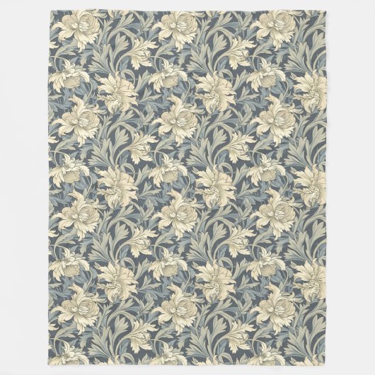 Elegant William Morris Pattern Pastellgrün Elfenbe Fleecedecke (Vorderseite)
