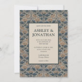 Elegant William Morris Peony Pattern Wedding Einladung (Vorderseite)