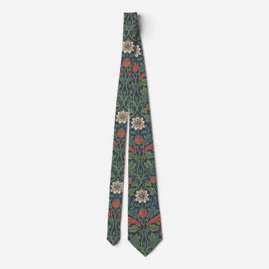 Elegant William Morris Strawberry Floral Pattern Krawatte (Rückseite)