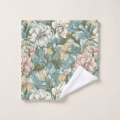 Elegant William Morris Style Soft Pastel Floral Badhandtuch Set (Waschlappen)