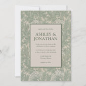 Elegant William Morris Tulip Pattern Wedding Einladung (Vorderseite)