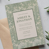 Elegant William Morris Tulip Pattern Wedding Einladung
