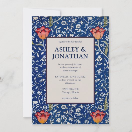 Elegant William Morris Willow Pattern Wedding Einladung (Vorderseite)