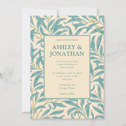 Elegant William Morris Willow Pattern Wedding Einladung (Vorderseite)