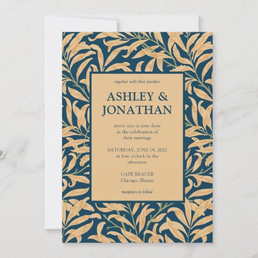 Elegant William Morris Willow Pattern Wedding Einladung (Vorderseite)