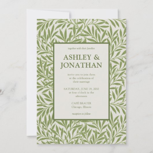 Elegant William Morris Willow Pattern Wedding Einladung (Vorderseite)