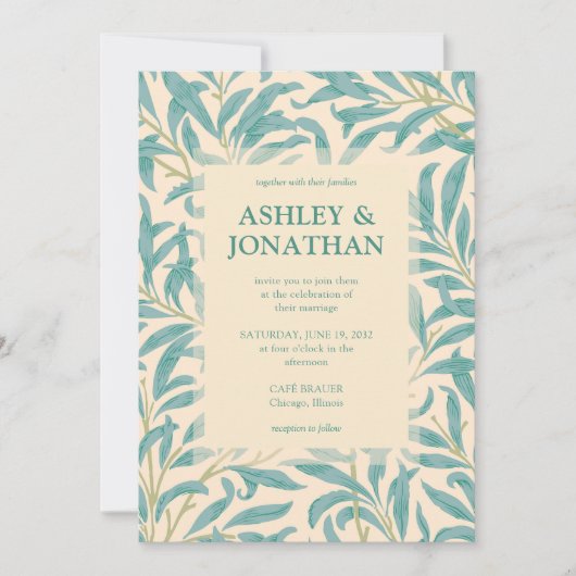 Elegant William Morris Willow Pattern Wedding Einladung (Vorderseite)