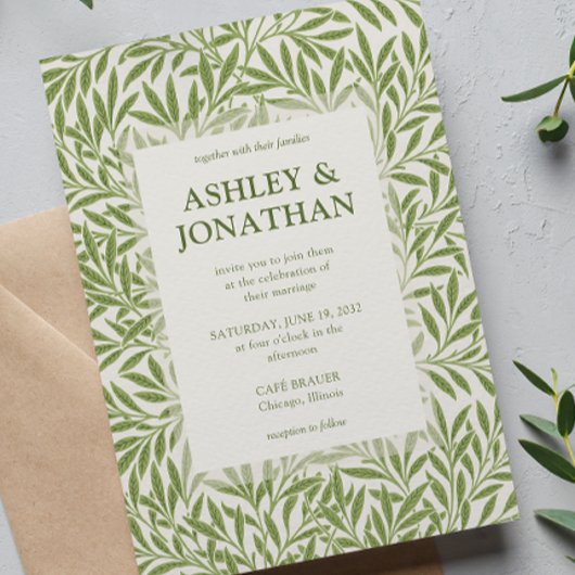 Elegant William Morris Willow Pattern Wedding Einladung