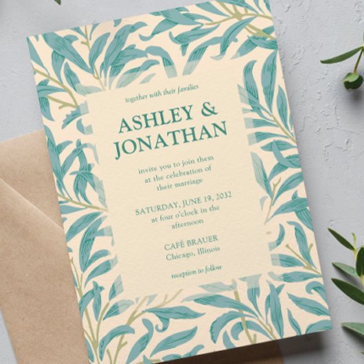 Elegant William Morris Willow Pattern Wedding Einladung