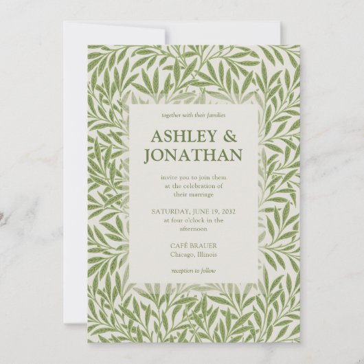 Elegant William Morris Willow Pattern Wedding Einladung (Vorderseite)