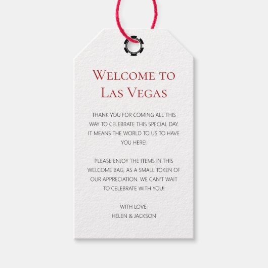 Elegant Willkommen bei Las Vegas Wedding Willkomme Geschenkanhänger (Vorderseite)