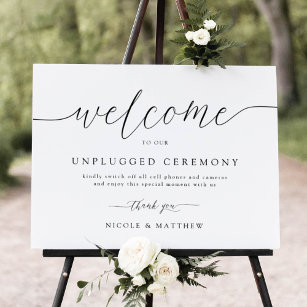 Elegant Willkommen beim unplugged Wedding Zeremony Poster