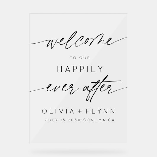 Elegant Willkommen in unserem glücklichen aller Ze Acrylschild (Vorderseite)